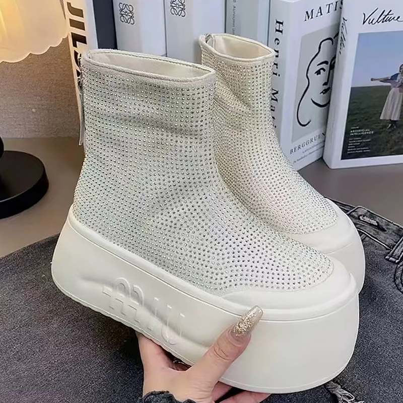 Women'S Fashion Korea - Botines de lujo con diamantes de