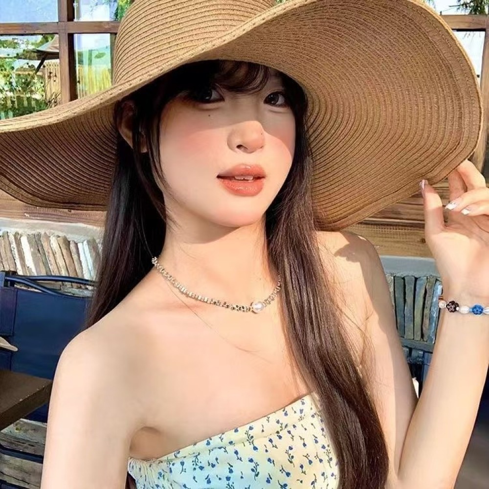 Straw Hat Summer - Sombrero de paja estilo francés, ala