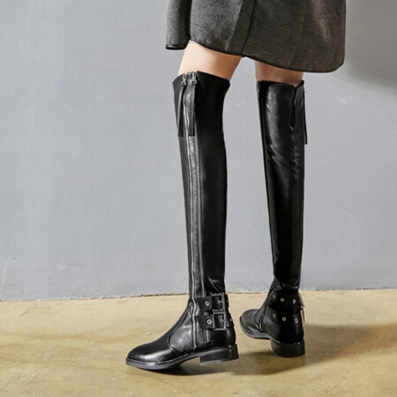 Women Fashion Over 40 - Botas de montar de tacón grueso
