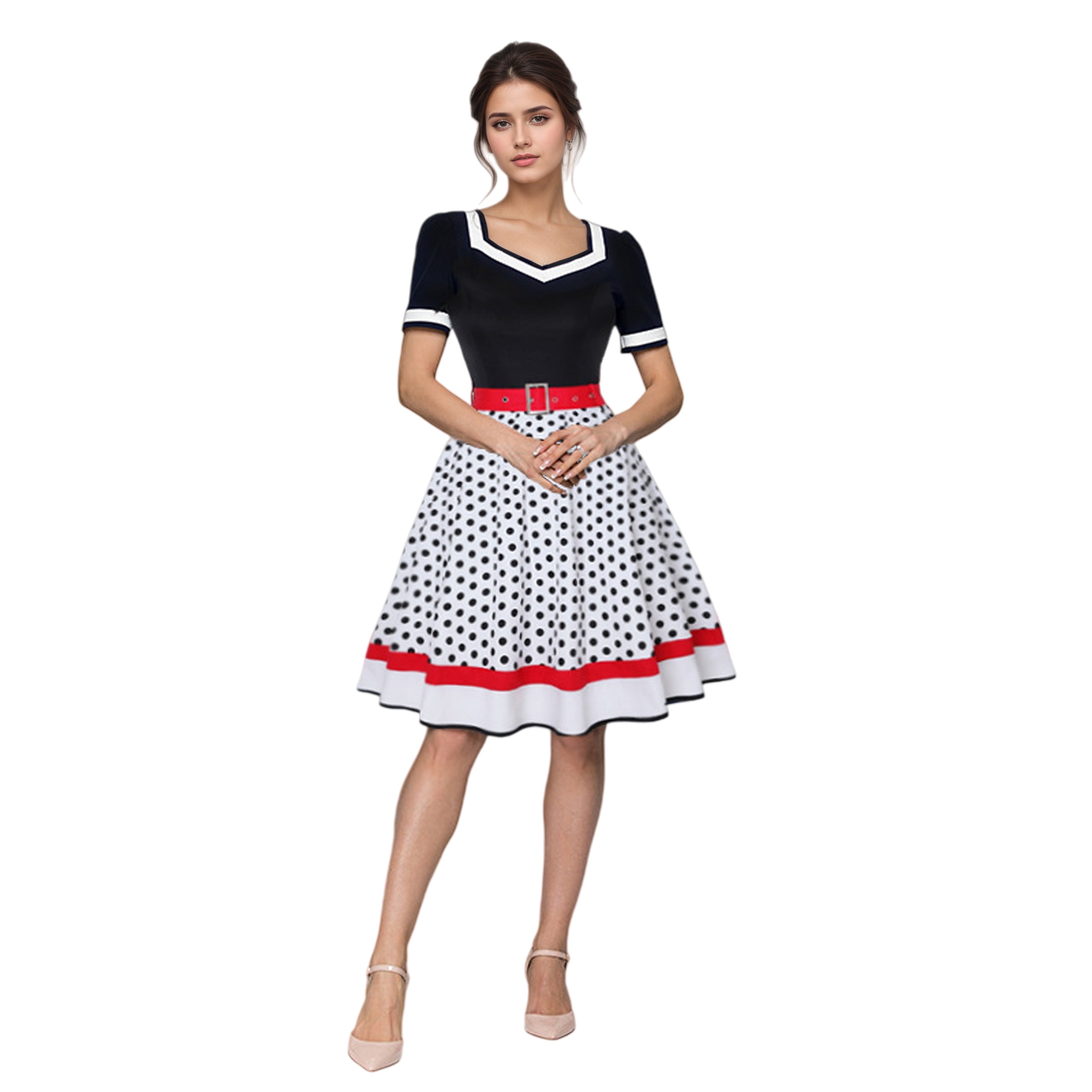 Women'S Fashion In The 50S - Vestido Vintage de manga corta con