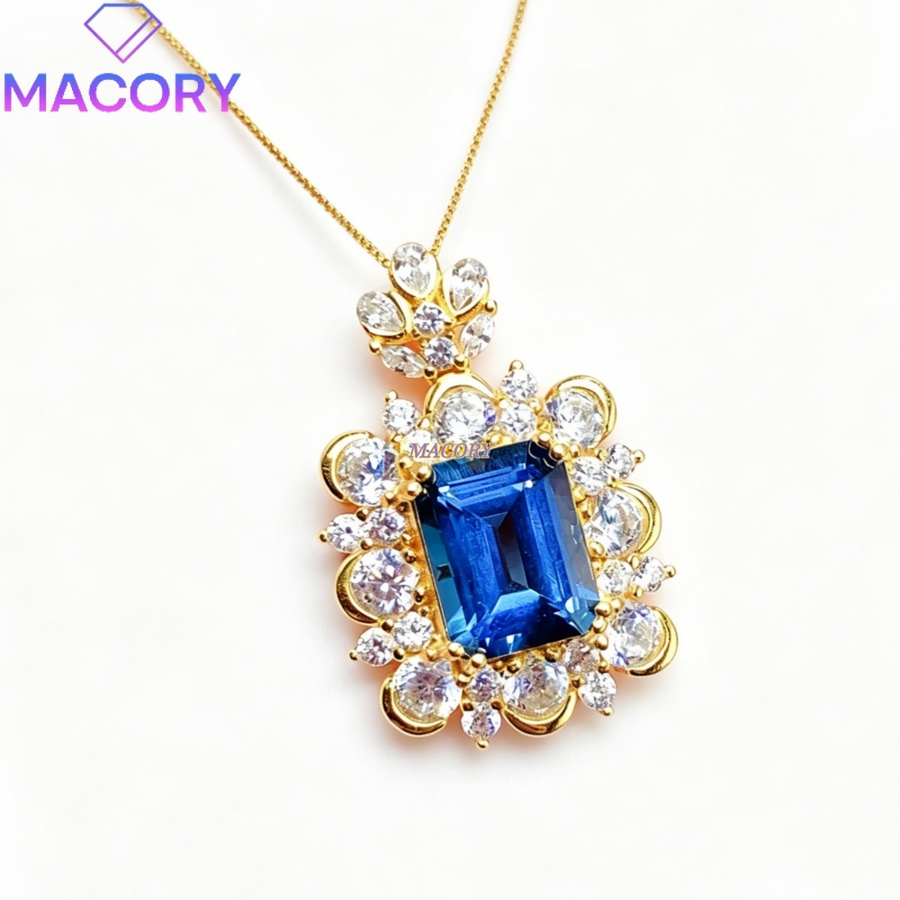 Women'S Fashion London - Collar con Colgante de Topacio Azul