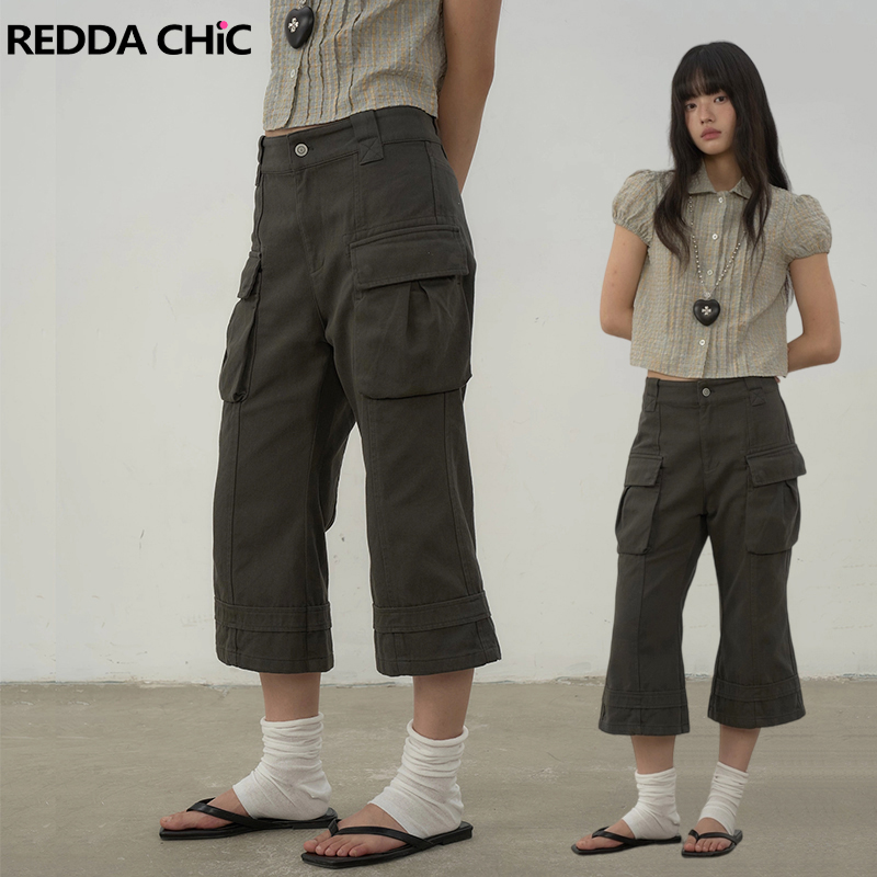 Women'S Fashion Korea - REDDACHiC Pantalones Cortos Vaqueros Cargo Grunge