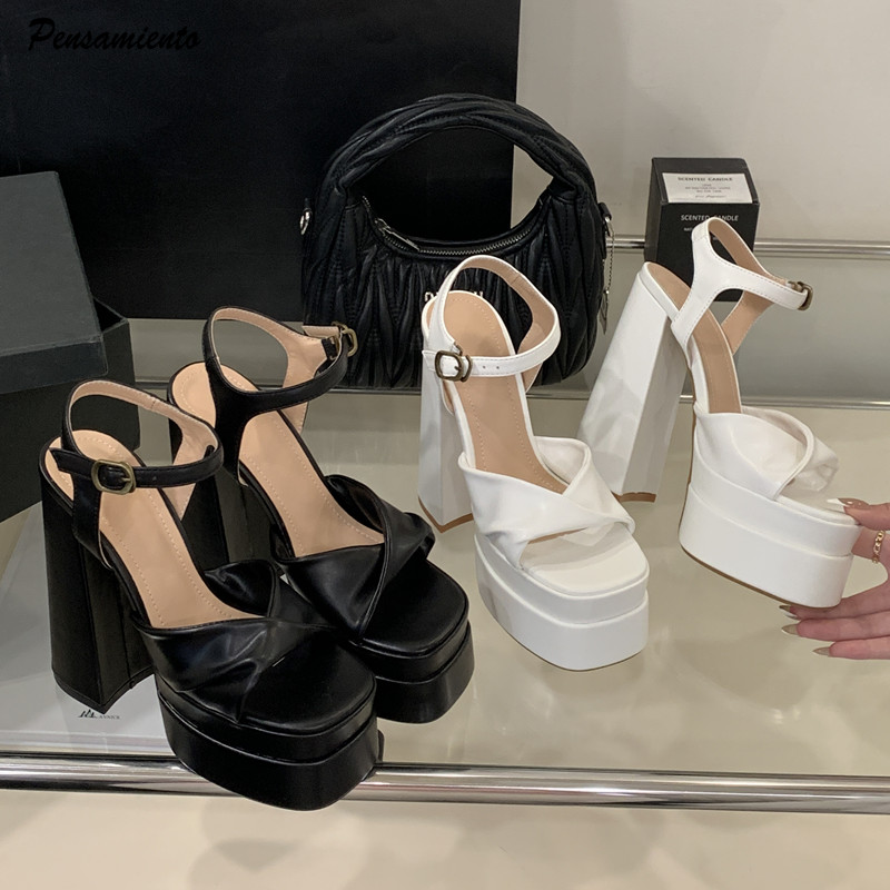 Spaghetti Strap Dress - Sandalias de gladiador con plataforma doble