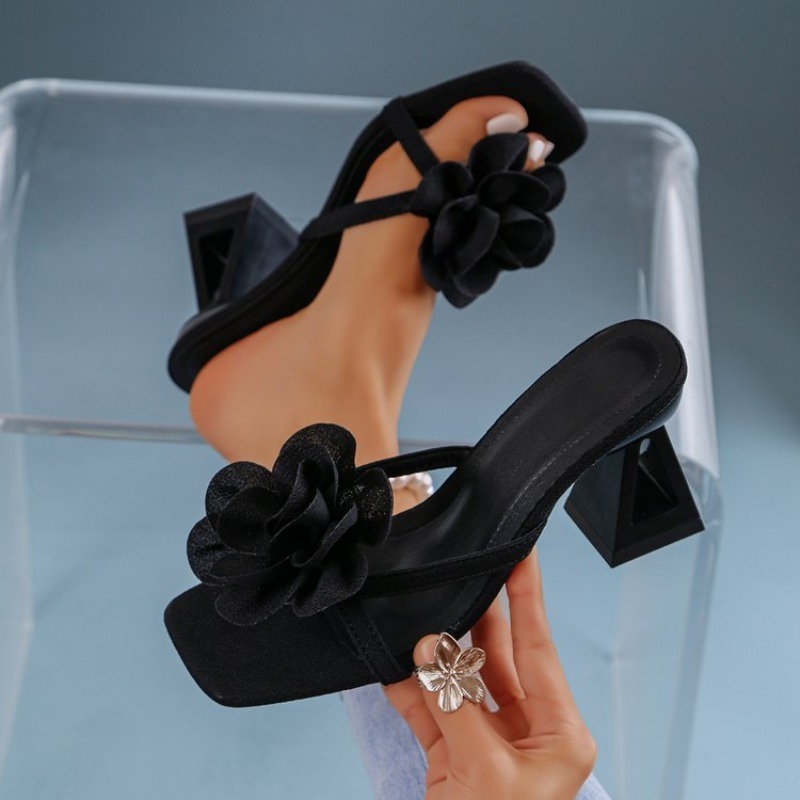 Spaghetti Strap Dress - Sandalias de tacón alto con decoración