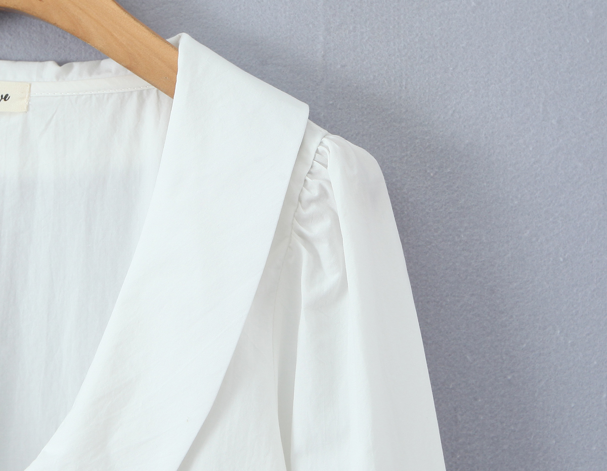 Dulce primavera blanco cuello  - Puff Sleeve Blouse reseña y precio