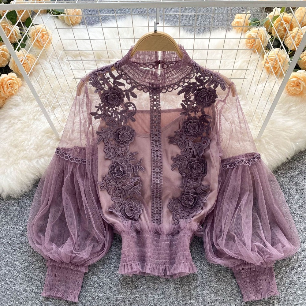 2 unids/set de Blusa de manga  - Puff Sleeve Blouse reseña y precio