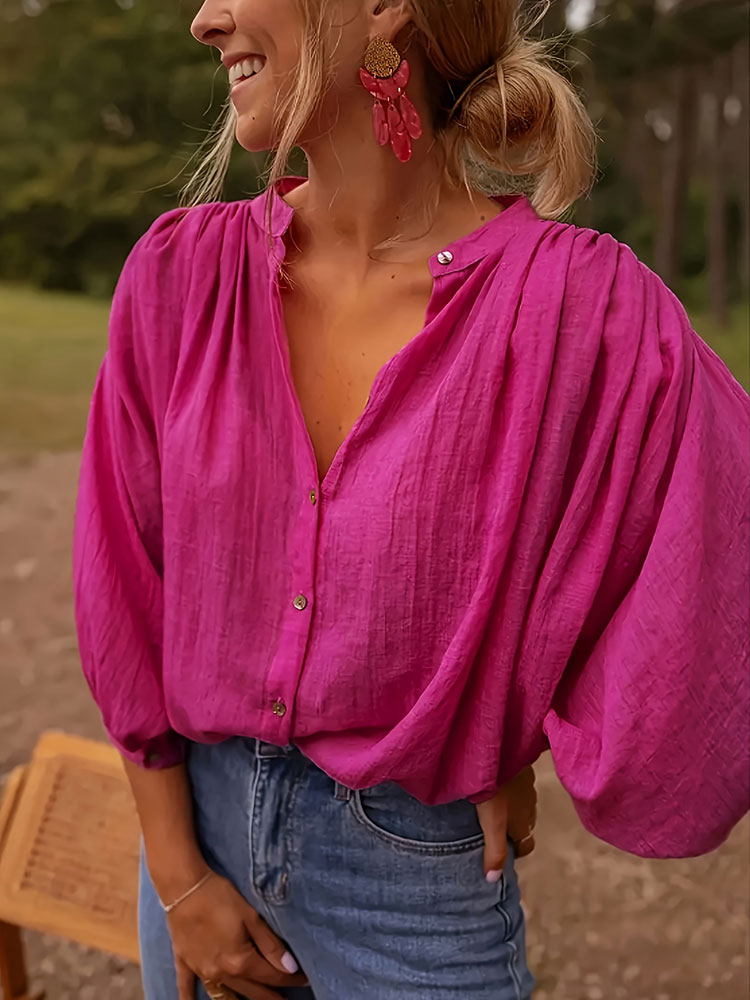 Nueva camisa elegante de manga - Puff Sleeve Blouse reseña y precio