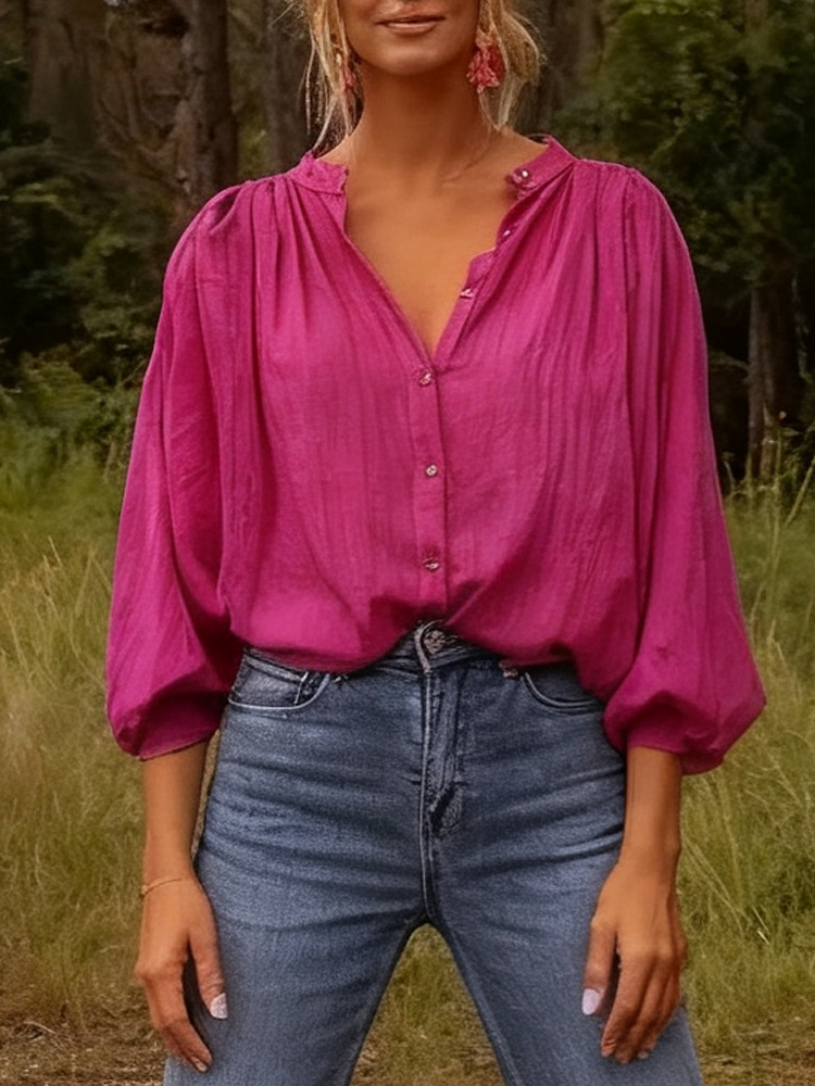 Nueva camisa elegante de manga - Puff Sleeve Blouse reseña y precio