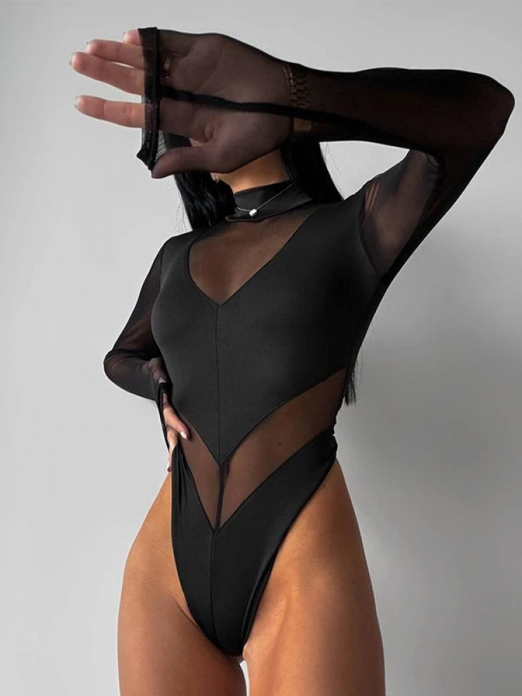 Bodysuits de malla sexy para m - Turtleneck Bodysuit reseña y precio