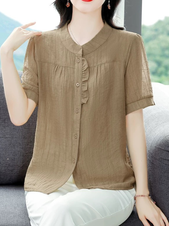 Camisa de manga corta de lino  - Women Fashion Over 40 reseña y precio