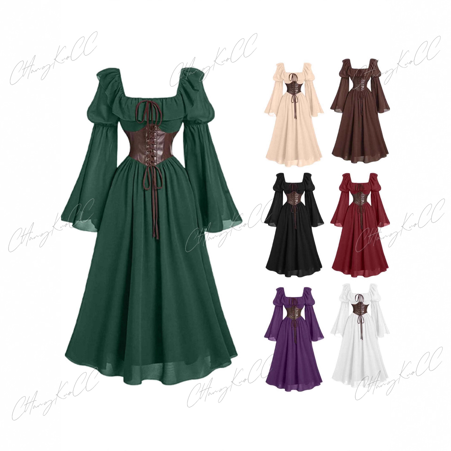 Vestido Medieval de manga larg - Women'S Fashion Renaissance Period reseña y precio
