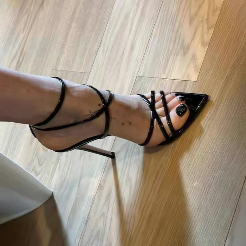 Sandalias de tacón alto con pu - Spaghetti Strap Dress reseña y precio