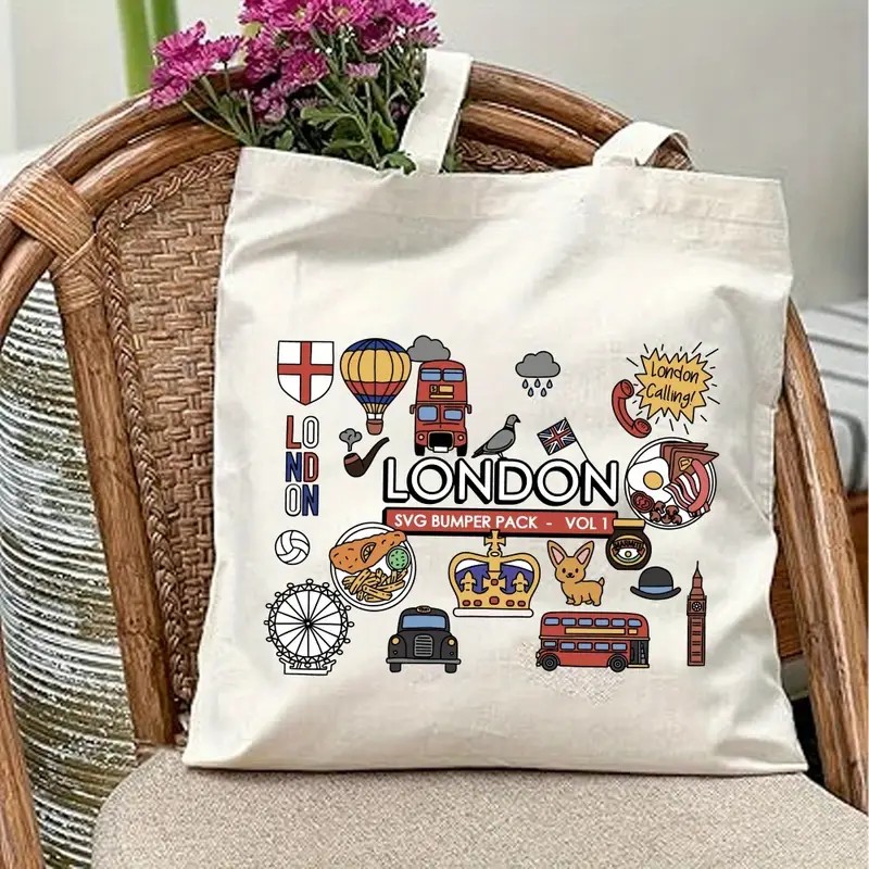 Bolso de mano de lona con gráf - Women'S Fashion London reseña y precio