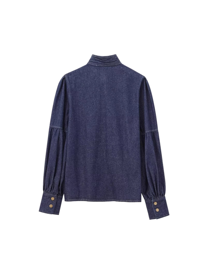 Blusa de imitación de mezclill - Puff Sleeve Blouse reseña y precio